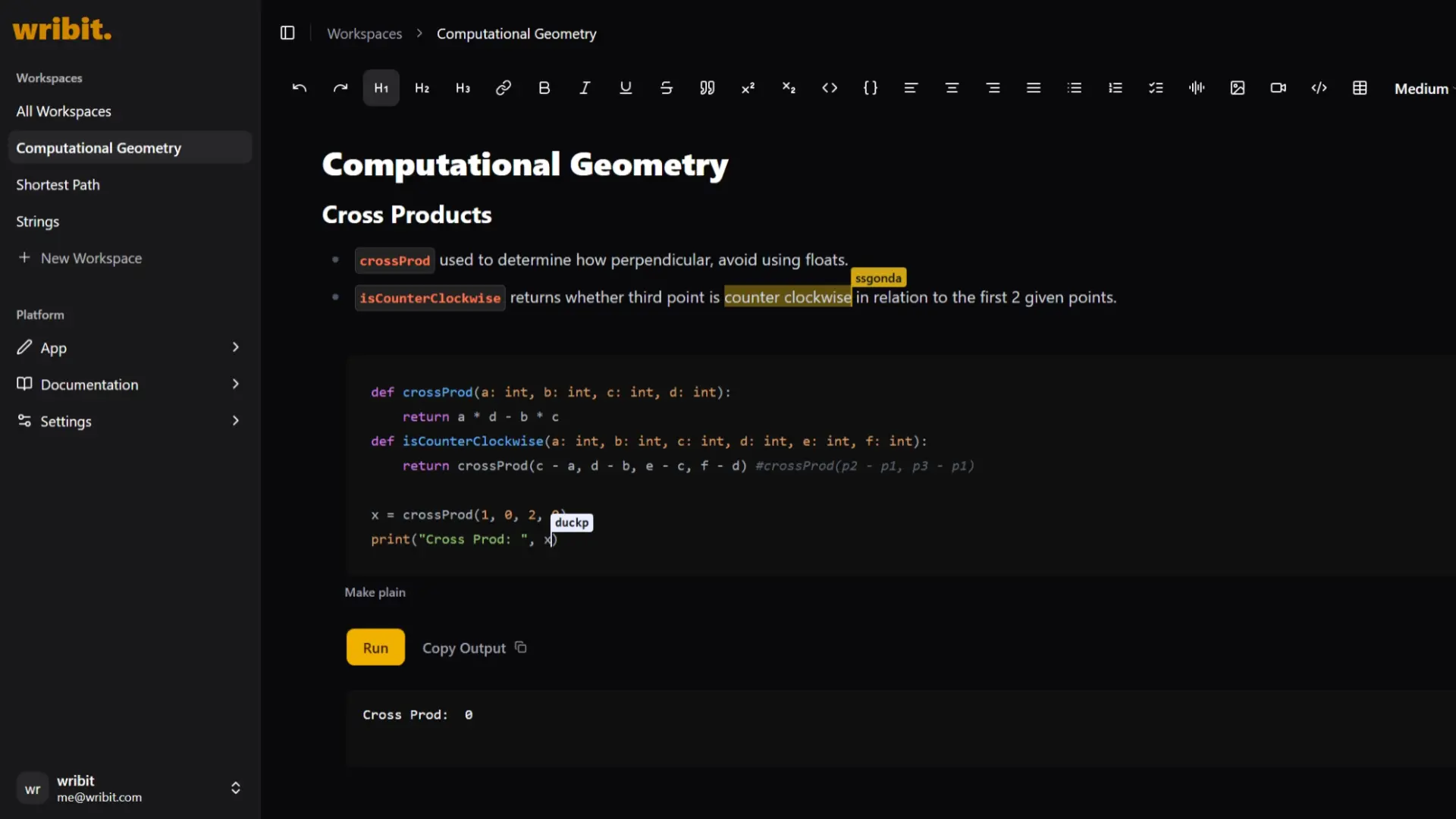 wribit sample screen dark